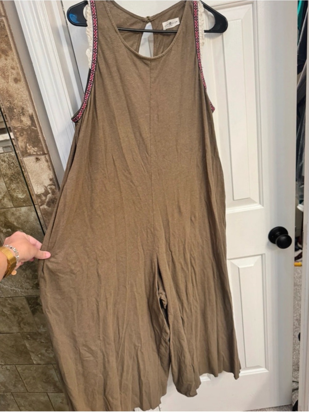 Natural Life Women’s Sleeveless Wide-Leg Jumpsuit in Brown